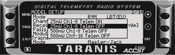 FrSky - R9M - How to switch Telemetry modes - Step 1 (Hoe te schakelen tussen telemetriemodi - Stap 1) How to switch Telemetry modes - Step 1 (Hoe te schakelen tussen telemetriemodi - Stap 1)