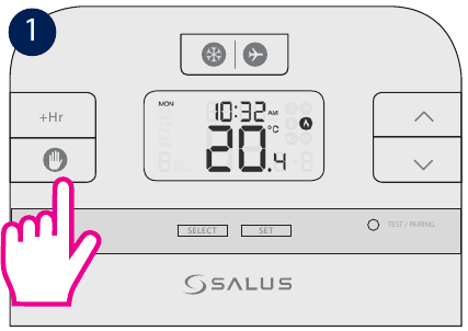 Salus Controls - RT510BC - Permanente override - Stap 1 Permanente override - Stap 1