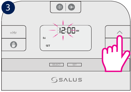 Salus Controls - RT510BC - Tijd en datum instellen - Stap 3 Tijd en datum instellen - Stap 3
