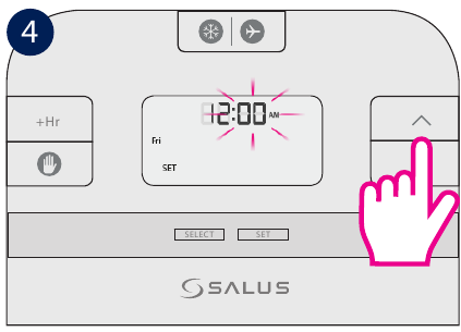 Salus Controls - RT510BC - Tijd en datum instellen - Stap 4 Tijd en datum instellen - Stap 4