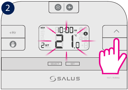 Salus Controls - RT510BC - Tijdelijke override - Stap 2 Tijdelijke override - Stap 2
