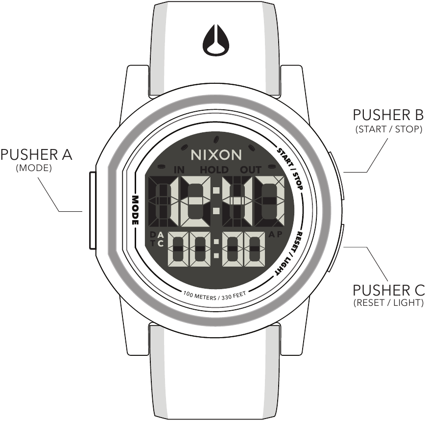 NIXON - THE DISK - De CHRONOGRAAF MODUS gebruiken De CHRONOGRAAF MODUS gebruiken