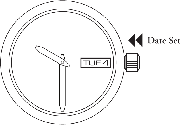 NIXON - THE ANALOGS - EEN DAG/DATUMVENSTER INSTELLEN - Stap 2 EEN DAG/DATUMVENSTER INSTELLEN - Stap 2