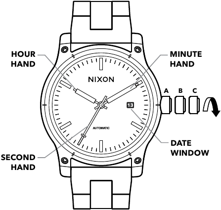 NIXON - ANALOG AUTOMATIC - DE TIJD INSTELLEN DE TIJD INSTELLEN