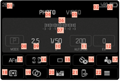 Leica - Q2 MONOCHROM - ONDERDELEN - STATUSSCHERM FOTO ONDERDELEN - STATUSSCHERM FOTO
