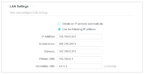TP-Link - TL-WA855RE - Change LAN Settings LAN-instellingen wijzigen