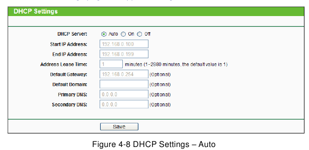 TP-Link - TL-WA850RE - DHCP-instellingen – Auto DHCP-instellingen – Auto