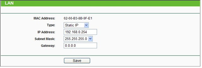 TP-Link - TL-WA850RE - LAN – Statisch IP LAN – Statisch IP
