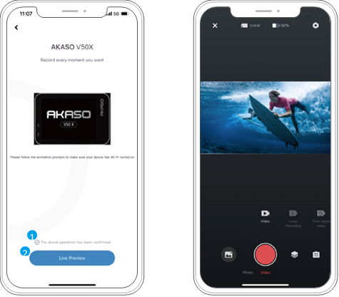 AKASO - V50 X - Verbinding maken met de AKASO GO-app - Stap 4 Verbinding maken met de AKASO GO-app - Stap 4