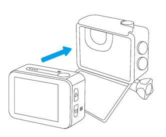 AKASO - V50 X - De camera in de waterdichte behuizing installeren - Stap 1 De camera in de waterdichte behuizing installeren - Stap 1