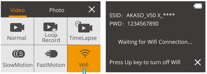AKASO - V50 X - Wifi-modus Wifi-modus