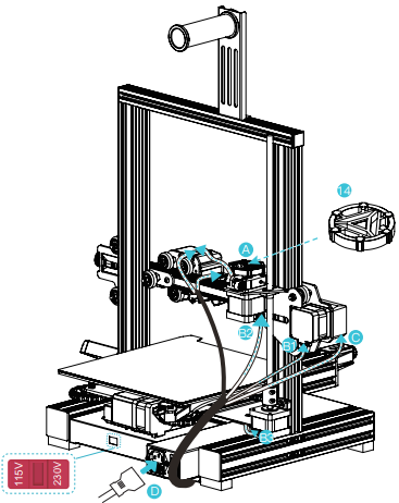 Creality - Ender-3 V2 Neo - Kabelaansluiting Kabelaansluiting