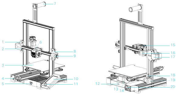 Creality - Ender-3 V2 Neo - Onderdelen van het apparaat Onderdelen van het apparaat