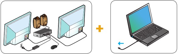 Targus - DOCK190 - Werkplek instellen - Stap 2 - Sluit de unit aan Werkplek instellen - Stap 2 - Sluit de unit aan