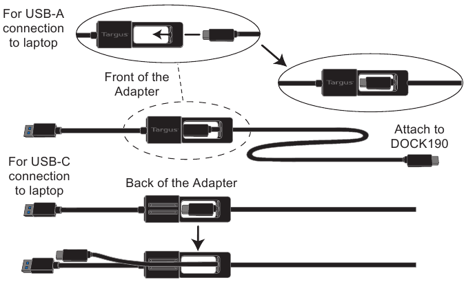 Targus - DOCK190 - Werkplek instellen - Stap 3 - De USB-adapter gebruiken Werkplek instellen - Stap 3 - De USB-adapter gebruiken