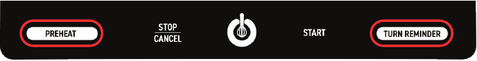 Gourmia - GAF652 - Gebruik - Stap 4 - Tik op Preheat/Turn Reminder Gebruik - Stap 4 - Tik op Preheat/Turn Reminder