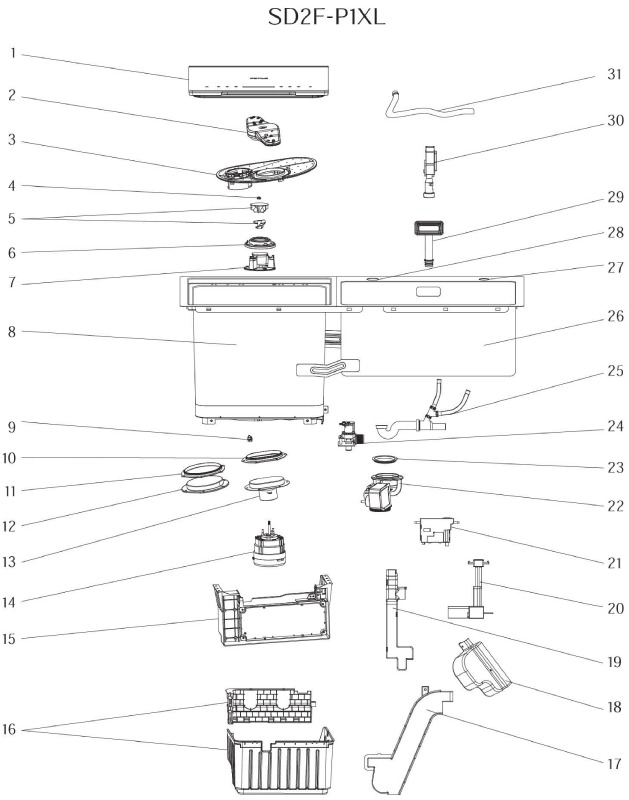 FOTILE - SD2F-P1X - Explosietekening - SD2F-P1XL Explosietekening - SD2F-P1XL