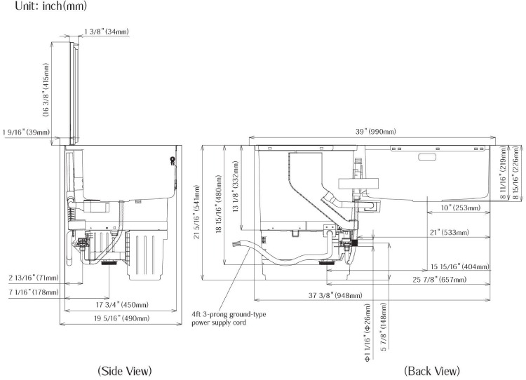FOTILE - SD2F-P1X - Algemene afmetingen Algemene afmetingen
