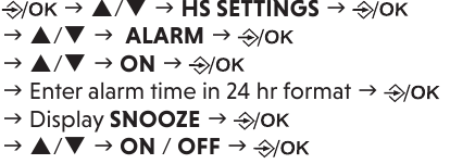 VTech - CS1500 - Instellingen - Alarm - alarmtijd en activering instellen Instellingen - Alarm - alarmtijd en activering instellen