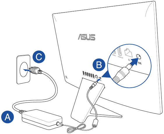 Asus - V241EA - Het systeem inschakelen - Stap 1 Het systeem inschakelen - Stap 1