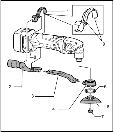 Makita - BTM40 - Overzicht stofafzuighulpstuk Overzicht stofafzuighulpstuk