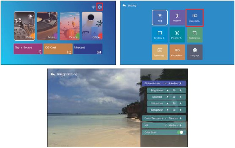 YABER - Pro U9 - HET APPARAAT INSTELLEN - Beeldinstelling HET APPARAAT INSTELLEN - Beeldinstelling