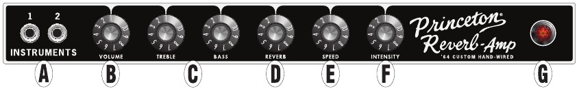 Fender - '64 Custom Princeton Reverb - BEDIENINGSPANEEL BEDIENINGSPANEEL