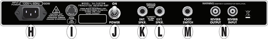 Fender - '64 Custom Princeton Reverb - ACHTERPANEEL ACHTERPANEEL