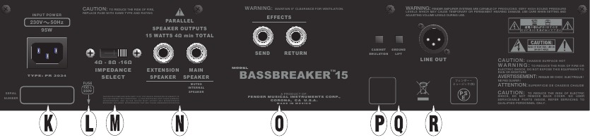 Fender - Bassbreaker 15 - Achterpaneel Achterpaneel