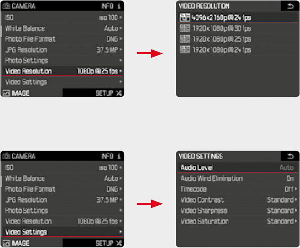 Leica - S3 - VIDEO-INSTELLINGEN VIDEO-INSTELLINGEN