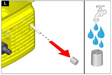 Kärcher - K2 - Reinig het reinigingsmiddelfilter Reinig het reinigingsmiddelfilter
