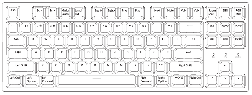 Keychron - C1 Pro - STANDAARD TOETSINDELING - LAAG 0 STANDAARD TOETSINDELING - LAAG 0