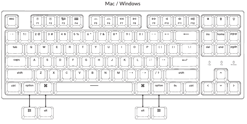 Keychron - C1 Pro - Zoek de juiste keycaps in de doos Zoek de juiste keycaps in de doos