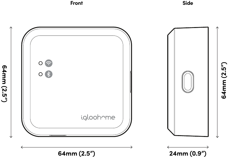 igloohome - Bridge - Productafmetingen Productafmetingen