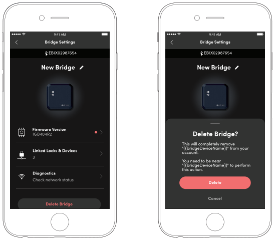 igloohome - Bridge - Het apparaat ontkoppelen Het apparaat ontkoppelen