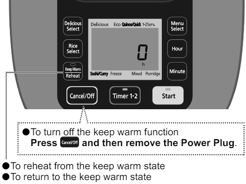 Panasonic - SR-HZ106 - De warmhoudfunctie gebruiken De warmhoudfunctie gebruiken