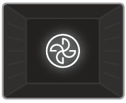 De thermostaat- en waarschuwingslampjes van de oven gaan branden en het ringverwarmingselement en de ventilator beginnen te werken.