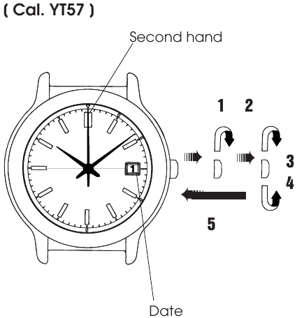 Pulsar - YT57 - TIJD-/KALENDERINSTELLING - Voor Model YT57 TIJD-/KALENDERINSTELLING - Voor Model YT57