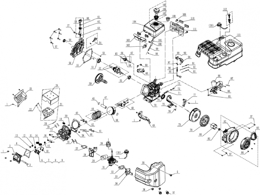 PowerSmart - DB7109A - ONTPLOFTE TEKENING VAN DE MOTOR ONTPLOFTE TEKENING VAN DE MOTOR