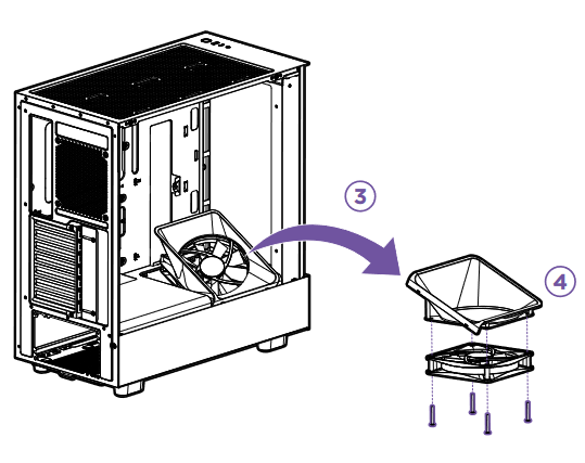 NZXT - H5 ELITE - VENTILATOR ONDERAAN VERWIJDEREN - Stap 2 VENTILATOR ONDERAAN VERWIJDEREN - Stap 2