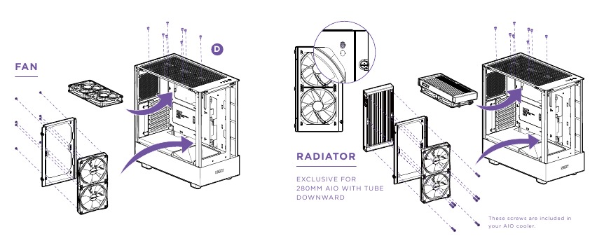NZXT - H5 ELITE - VENTILATOR & RADIATOR INSTALLEREN VENTILATOR & RADIATOR INSTALLEREN