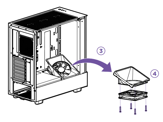 NZXT - H5 FLOW - VENTILATOR ONDERKANT VERWIJDEREN - Stap 2 VENTILATOR ONDERKANT VERWIJDEREN - Stap 2