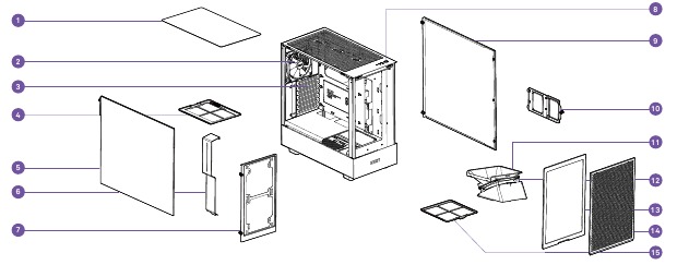 NZXT - H5 FLOW - UITGEKLAPTE WEERGAVE UITGEKLAPTE WEERGAVE