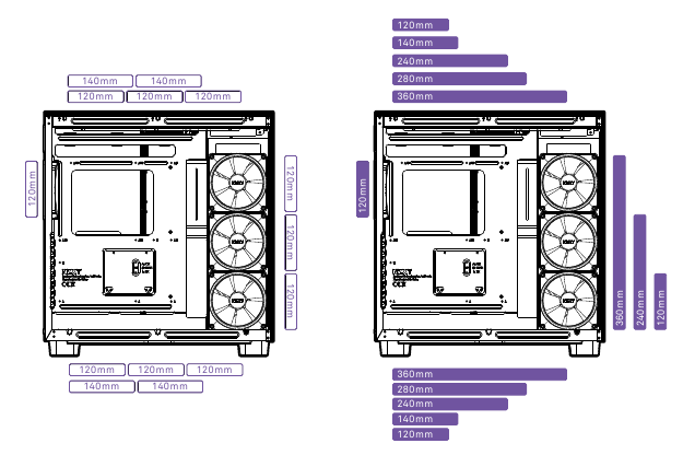 NZXT - H9 ELITE - VENTILATOR- & RADIATORONDERSTEUNING VENTILATOR- & RADIATORONDERSTEUNING