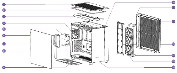 NZXT - H9 FLOW - UITGEKLAPTE WEERGAVE UITGEKLAPTE WEERGAVE
