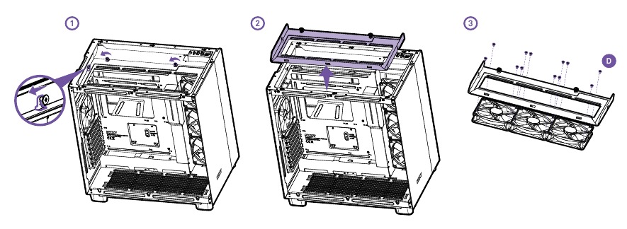 NZXT - H9 FLOW - VENTILATOR & RADIATOR INSTALLATIE - Stap 1 VENTILATOR & RADIATOR INSTALLATIE - Stap 1