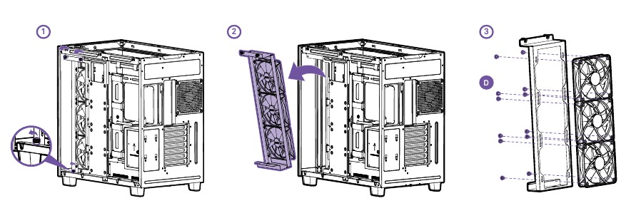 NZXT - H9 FLOW - VENTILATOR & RADIATOR INSTALLATIE - Stap 2 VENTILATOR & RADIATOR INSTALLATIE - Stap 2