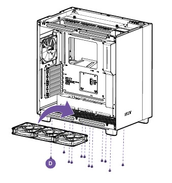 NZXT - H9 FLOW - VENTILATOR & RADIATOR INSTALLATIE - Stap 3 VENTILATOR & RADIATOR INSTALLATIE - Stap 3