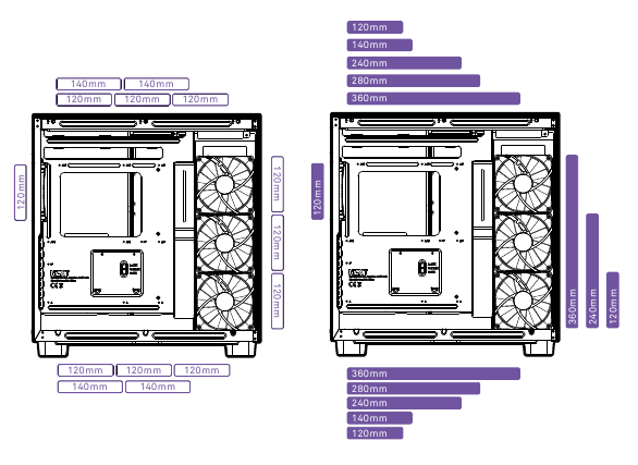 NZXT - H9 FLOW - VENTILATOR & RADIATOR ONDERSTEUNING VENTILATOR & RADIATOR ONDERSTEUNING