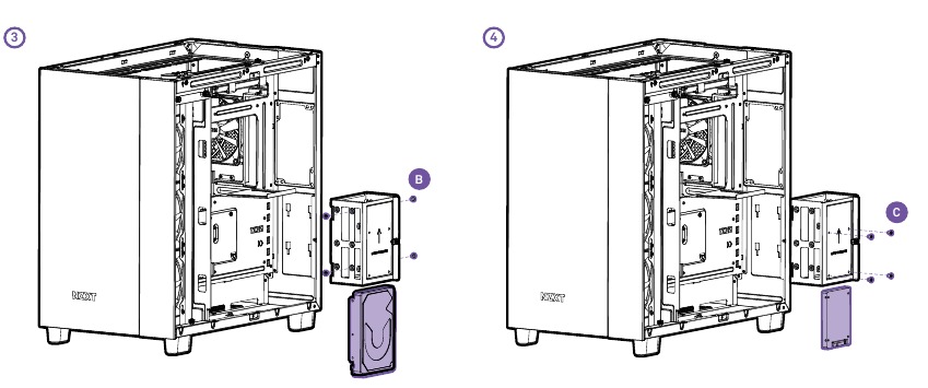 NZXT - H9 FLOW - HDD DRIVE INSTALLATIE - Stap 2 HDD DRIVE INSTALLATIE - Stap 2